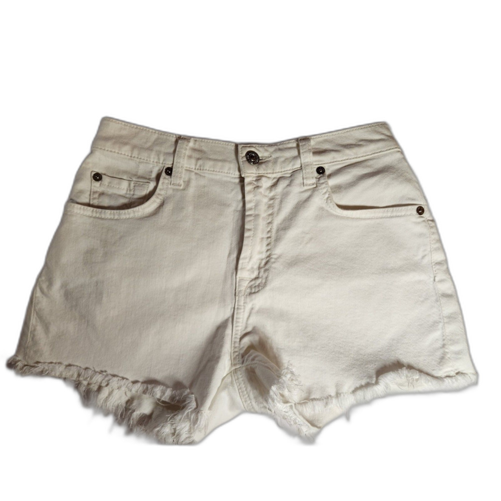 7 For All Mankind Womens Denim Shorts Size 25 White Raw Hem Festival Summer